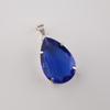 Blue Sapphire Gemstone Silver Unique Pendant 1.6" 925 Sterling Silver Handmade Jewelry For Thanksgiving PP-67-10