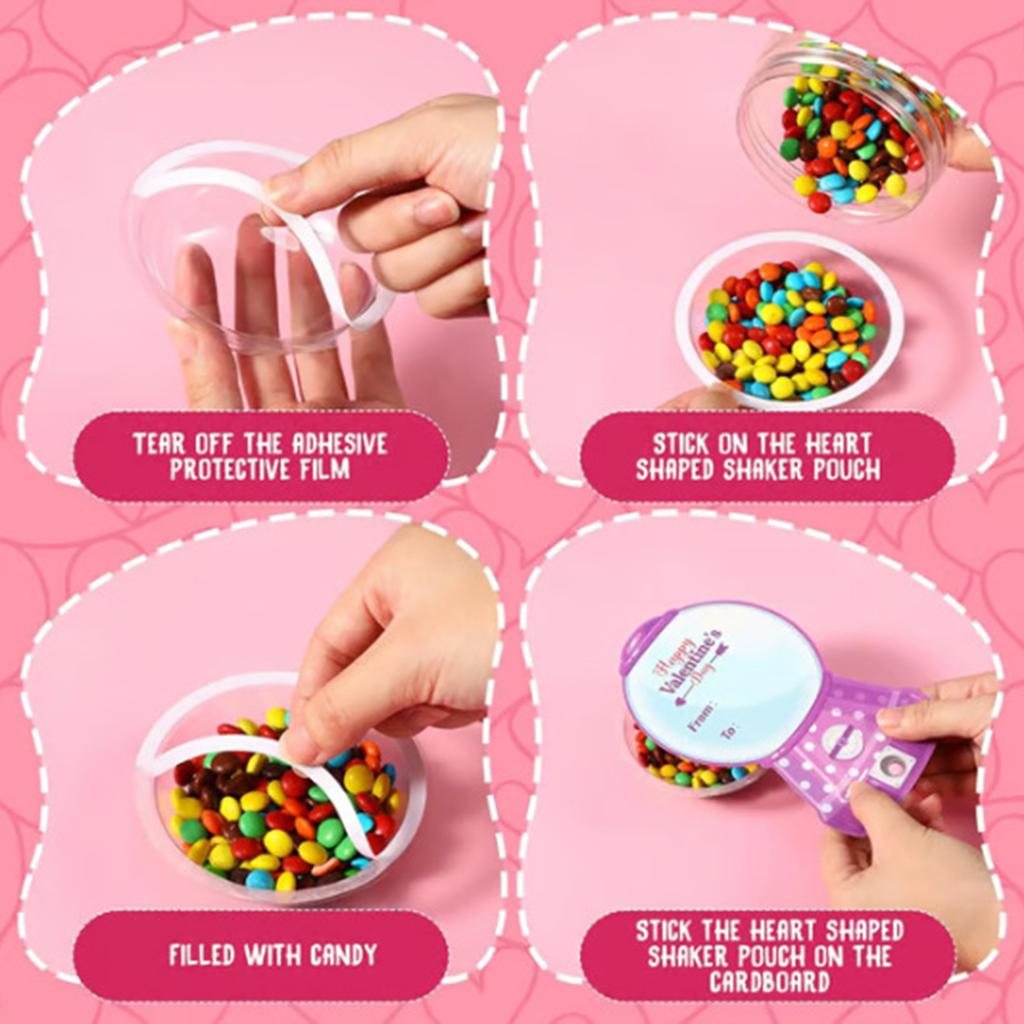 36/18 Pack Valentine Greeting Cards Set with Plastic Domes Candy Holder Cards for Party Exchange Gifts in School Classrooms