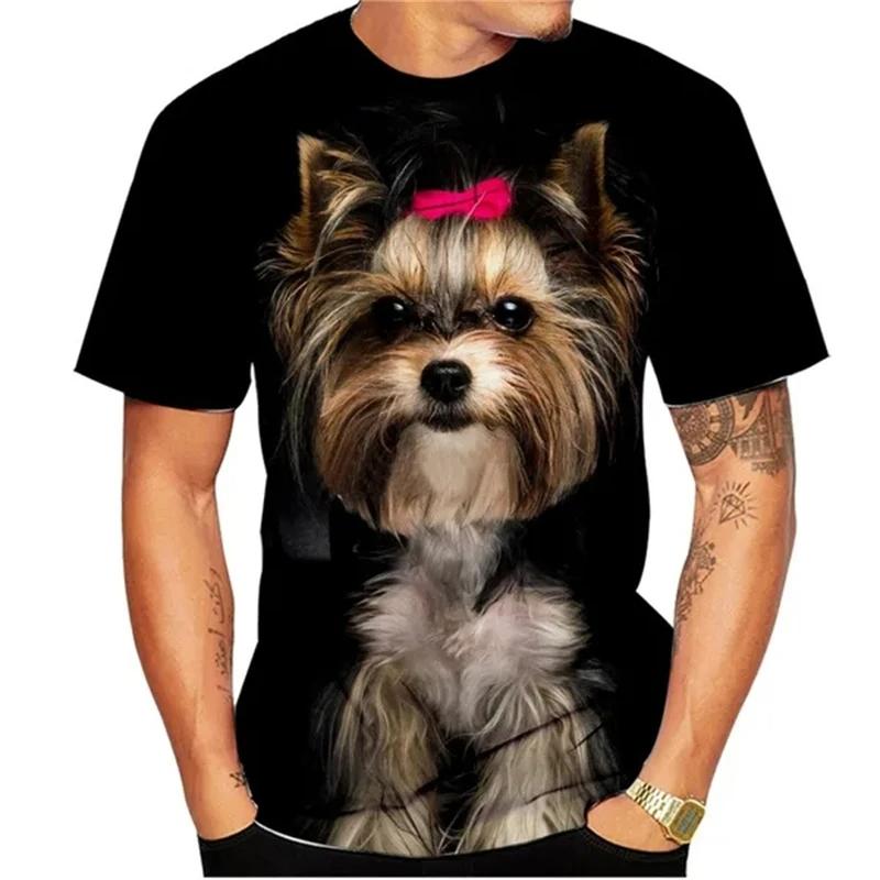 Yorkshire Terrier Pet Dog 3D Print T-Shirts Streetwear Men Women Fashion Short Sleeve T Shirt O-Neck Kids Tees Tops Clothing