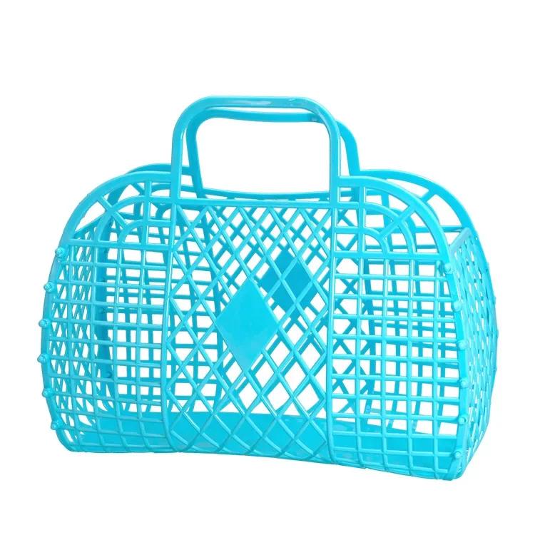 Plastic Hollow Shopping Storage Basket, Foldable Bath Basket, Fruit Basket