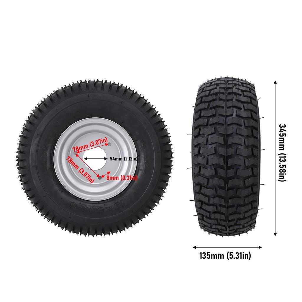 13x5.00-6 Wheel Tire with Rim Vacuum Tubeless Enhanced Traction Antislip All Terrain Tire for ATV Quad Go Kart Golf Cart Mini Bike