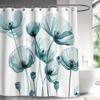 1 Piece Floral Printed Polyester Shower Curtain - No Drilling Required, Machine Washable Bathroom Decor, Machine Washable Fabric