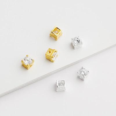 S925 Sterling Silver Square Diamond Spacer Beads for DIY Beaded Pearl Bracelets and Necklaces.