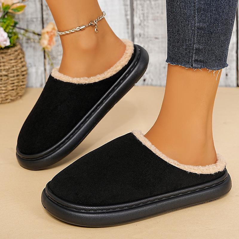 

Модные тапочки на платформе из искусственной замши для женщин, удобные, легкие, с мягкой подошвой, хлопковые тапочки для женщин 2025, нескользящие, теплые домашние шлепанцы 36-37 чёрный