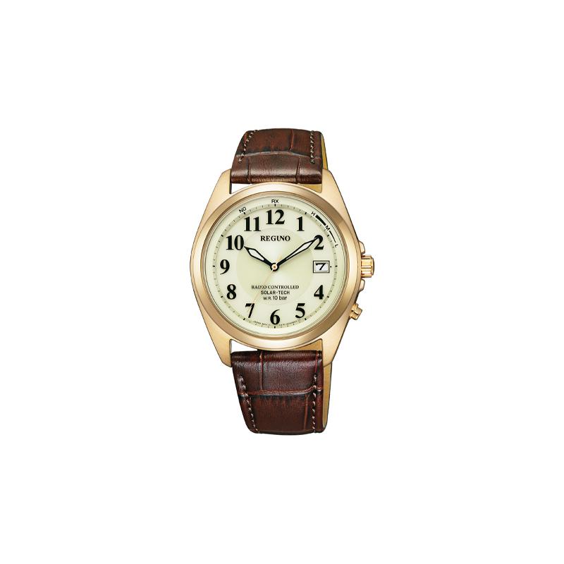 CITIZEN 100 meters waterproof solar Quartz leather strap men s watch gold dial KS312380 золотой