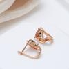Classic Fox Earrings For Women  Rose Gold Color With Red Natural Zircon High Quality Daily Fine Animal Jewelry