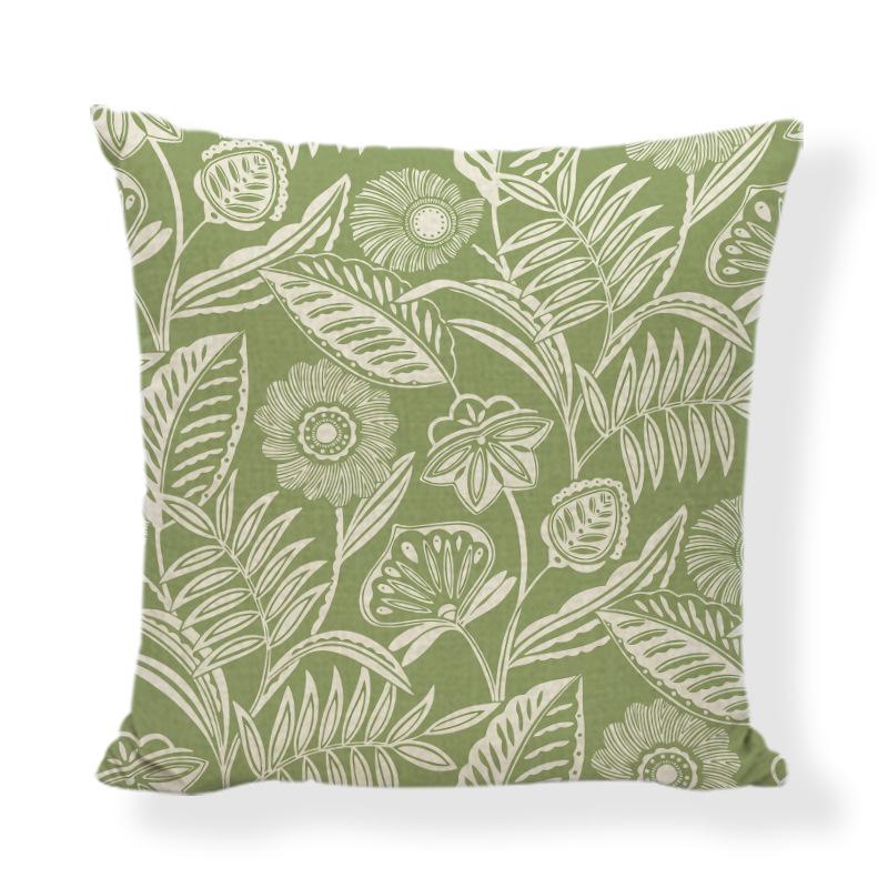 

Скандинавский Зеленый Растительный Лиственный Узор Льняная Наволочка Подушка Чехол Для Дивана Кровати Автомобиля Поддержка Для Сна Большая Наволочка Для Спинки 45 x 45cm