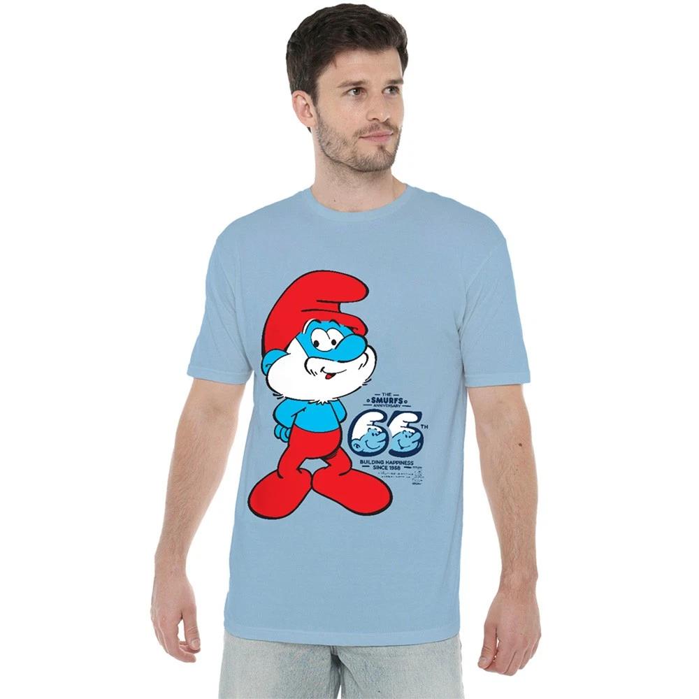 Smurfs 65Th Anniversary Papa Smurf T-Shirt S-3XL, Light Blue 2XL