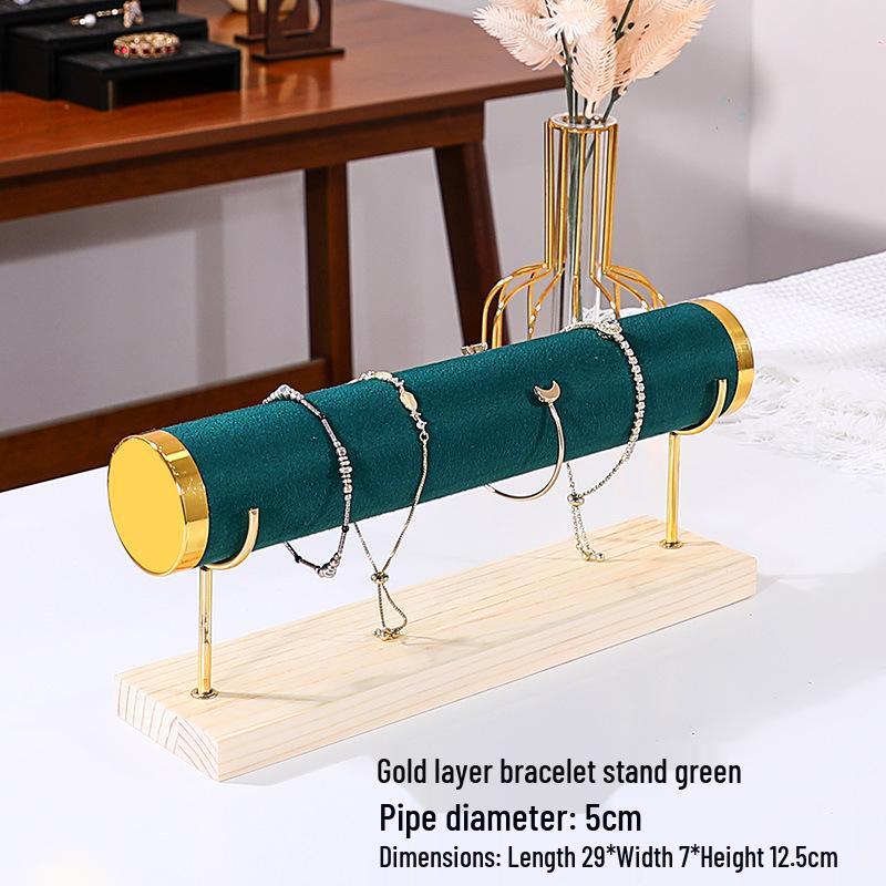 Solid Wood Suede Jewelry Rack and Bracelet Display Stand