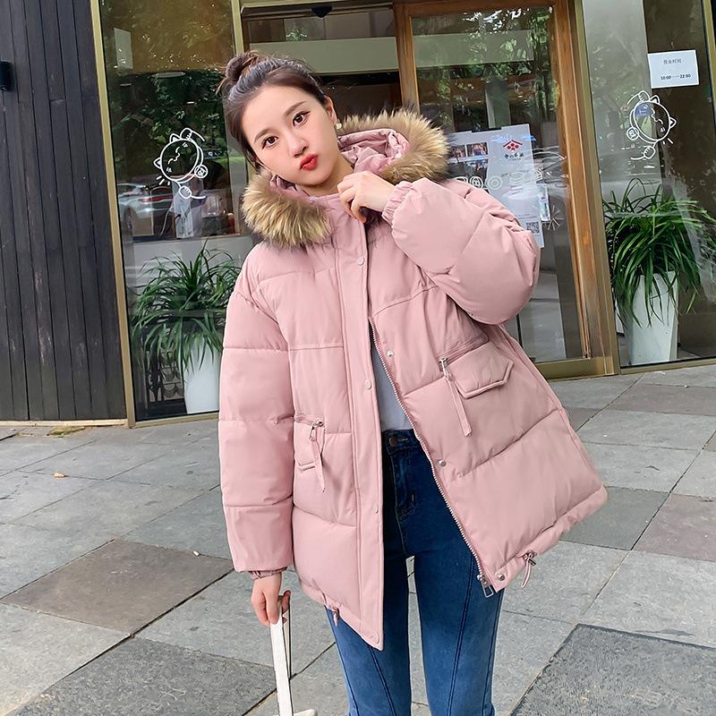 Baumwolle Gefütterte Jacke Frauen Winter Fell Kapuze Parkas Jacke Kurze Frauen Lose Kordelzug Warme Casual Winter