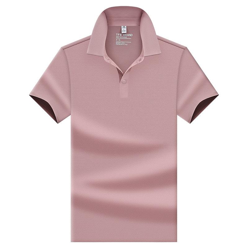 

Dmao Short-sleeved POLO shirt, men s pure cotton breathable T-shirt, business casual lapel top XXXL рожевий