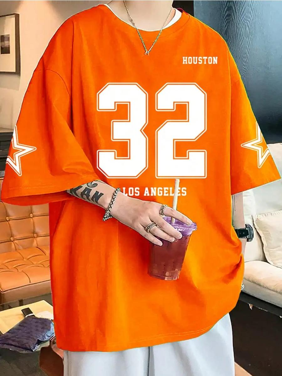 

Los Angels Under the Classic Letter 32 Print Shirt Чоловіча вільна футболка Harajuku з короткими рукавами, дихаючі м’які топи 6XL