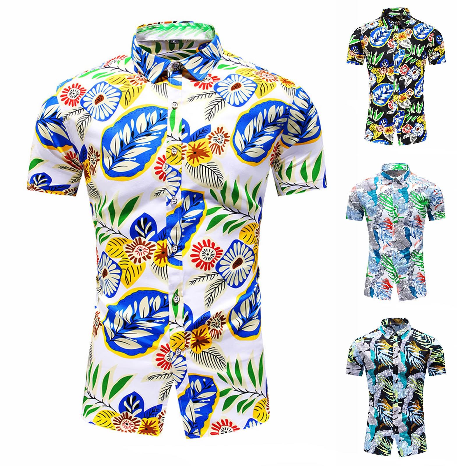 

Мужские летние рубашки с коротким рукавом с принтом на пуговицах. Мужские летние повседневные деловые рубашки с коротким рукавом.