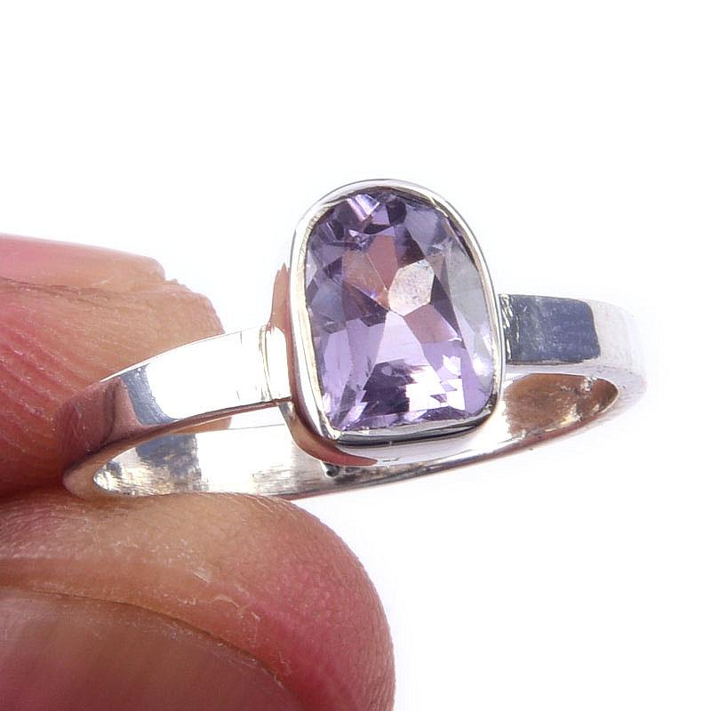 

Natural Pink Amethyst Gemstone Handmade 925 Solid Sterling Silver Ring S.6 D4d89