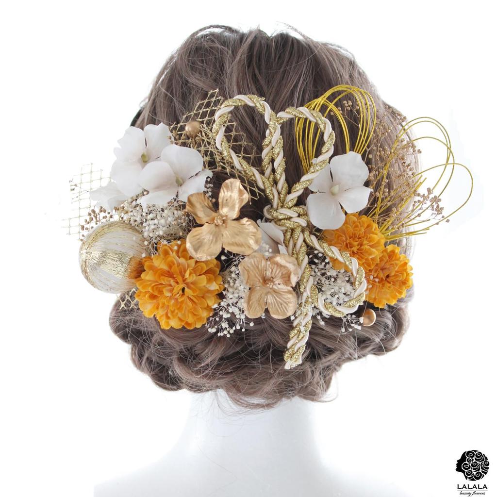 Gold Foil Mam Ribbon Graduation Kimono Hair Ornament Specialty Store LALALA 2022 [LALALA] Arrangement, Coming-of-age Ceremony, Ceremony, Wedding,