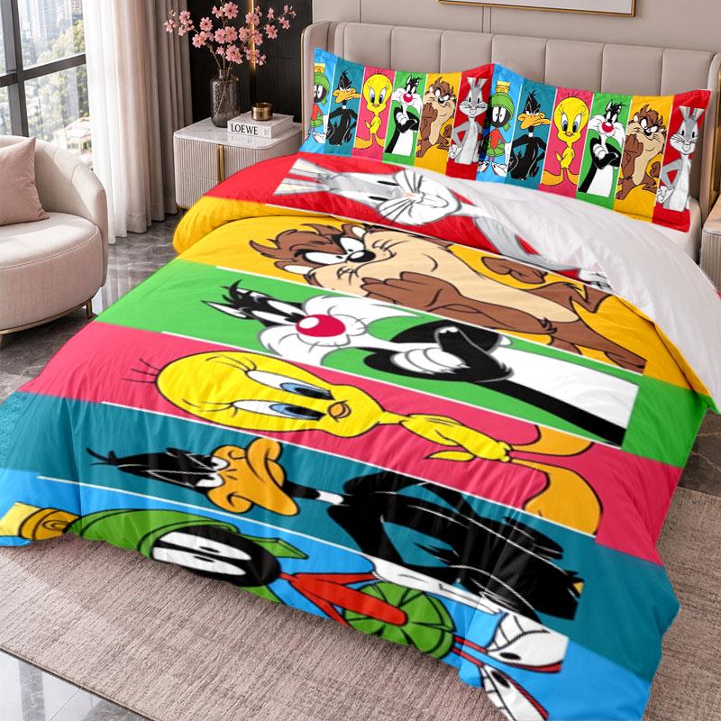Looney Tunes 3Pcs Bedding Set Duvet Cover With Two Pillowcases For Bedroom Home Decoration