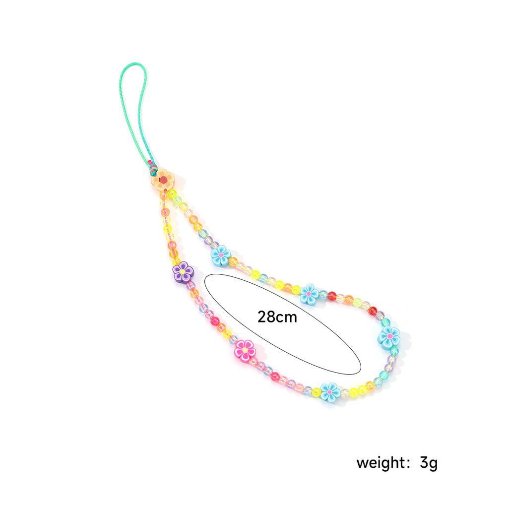 Creative handmade colored acrylic beaded mobile phone chain ins personalized soft pottery wrist anti-loss pendant pendant