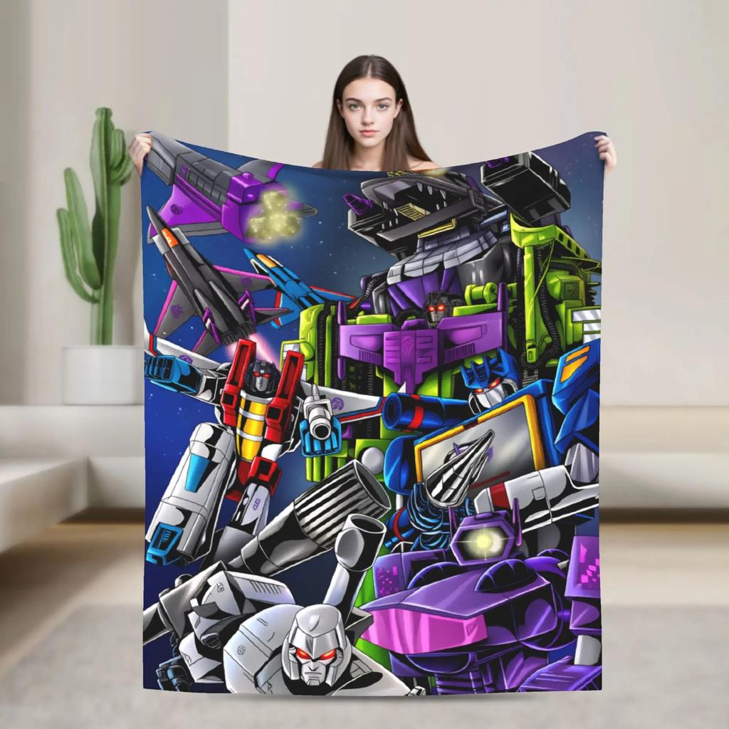 Warm Soft Blanket Travel Office Cartoon T-Transformers Autobots Bedding Throws Anime Flannel Bedspread For Couch Sofa Bed Cover