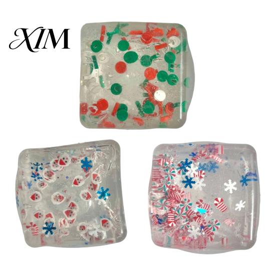 Portable Stress Relievers Christmas Cube for Anxiety Relief, Clear Squeeze Fidget Toys Toy, Soft Stretchy Sensory Toy Party Favors Transparent