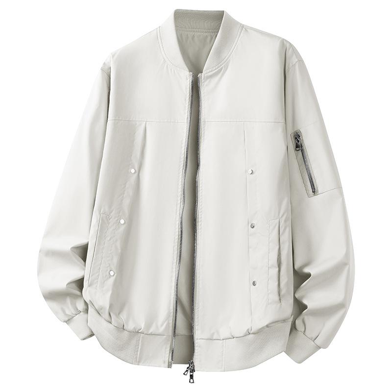 Minimalist Fall and Winter Fashion Casual Plus Plus Fat Trend Casual Metal Buckle Double Zipper Decoration Baseball Apparel Men's Jackets