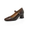 New Women's Low-top Shoes Casual Women's Single Shoes Soft Sole Square Heel High Heels Square Head Lazy Shoes Buckle Rubber Sole