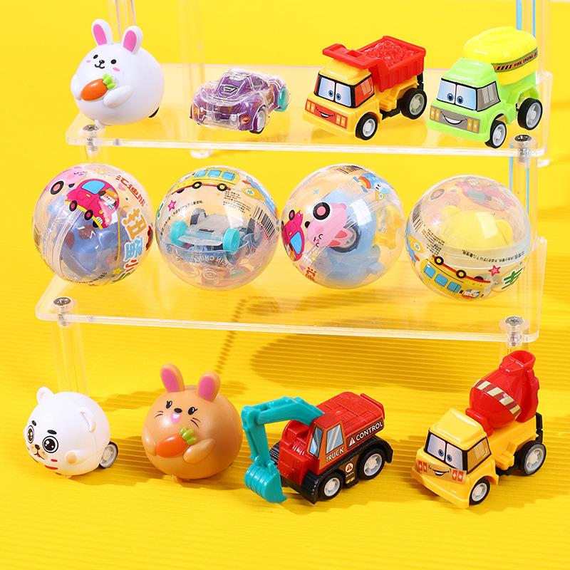 10Pcs 50Mm Childrens Mini Claw Machine Toys Twist Egg Engineering Cartoon Toy Car Birthday Gifts Toys For Kids 2 To 4 Years Old
