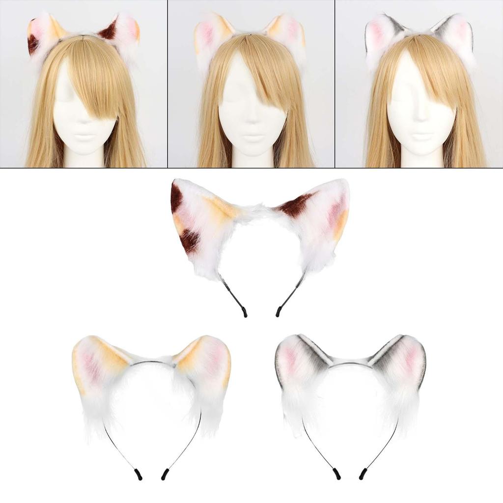 Cat Ears Headband Animal Hair Hoop Headdress for Stage Performances Christmas Birthday