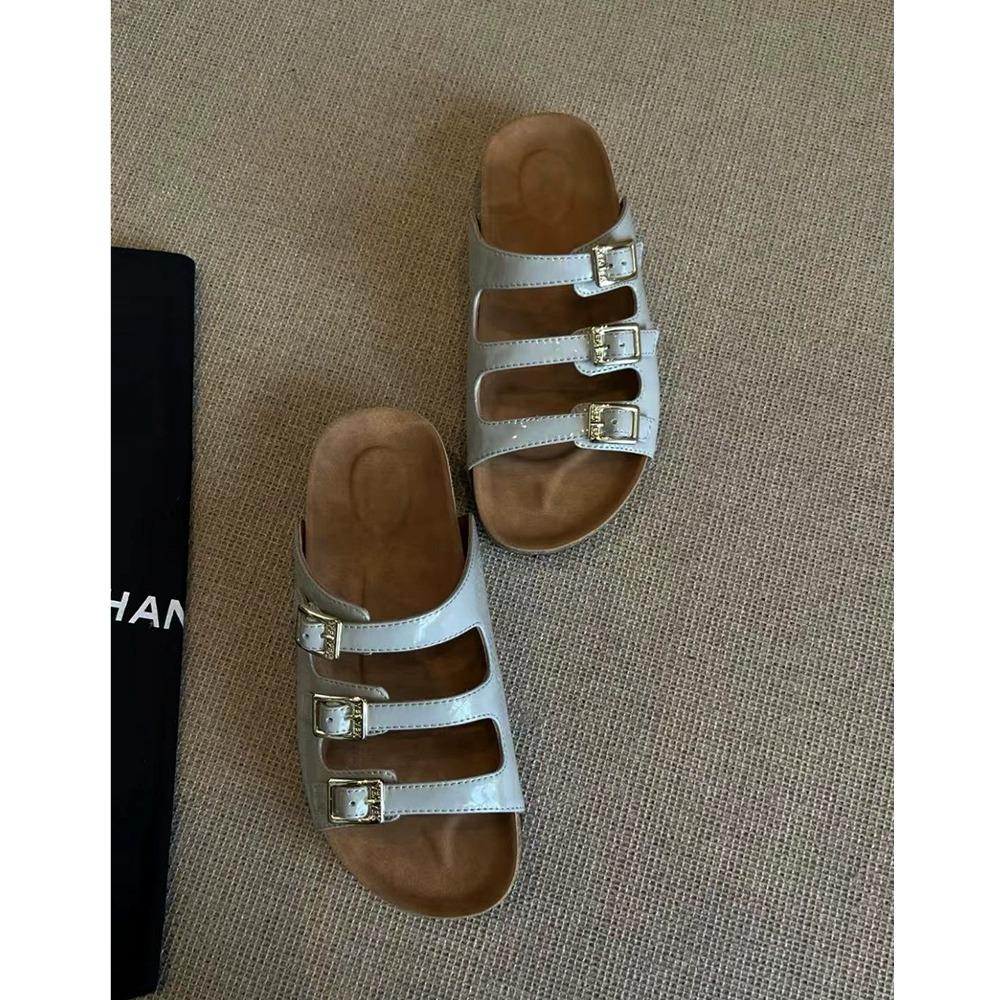 

Thick-bottomed cool slippers for women s summer wear French retro Boken semi-mop seaside beach soft bottom fashion one-word mop 35 светло-синий