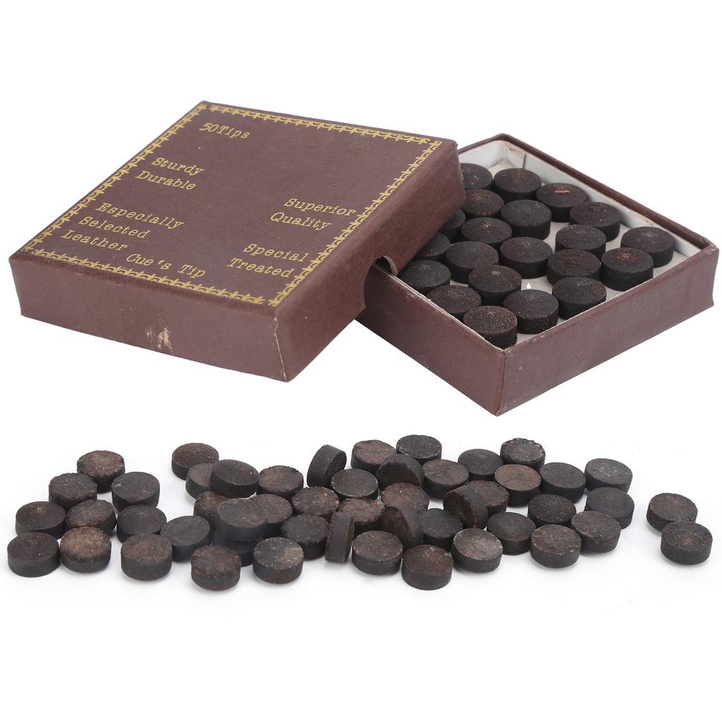 50pcs box 12mm Cue Tips Kit Snooker Red Leather Cue Stick Tips for Pool Eight Nine Ball