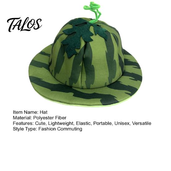 Creative Watermelon Print Cap Party Hat, Wide Brim Sun Visor for Costume Parties, Playful Summer Beach Hat Lightweight Elastic Unisex Headwear