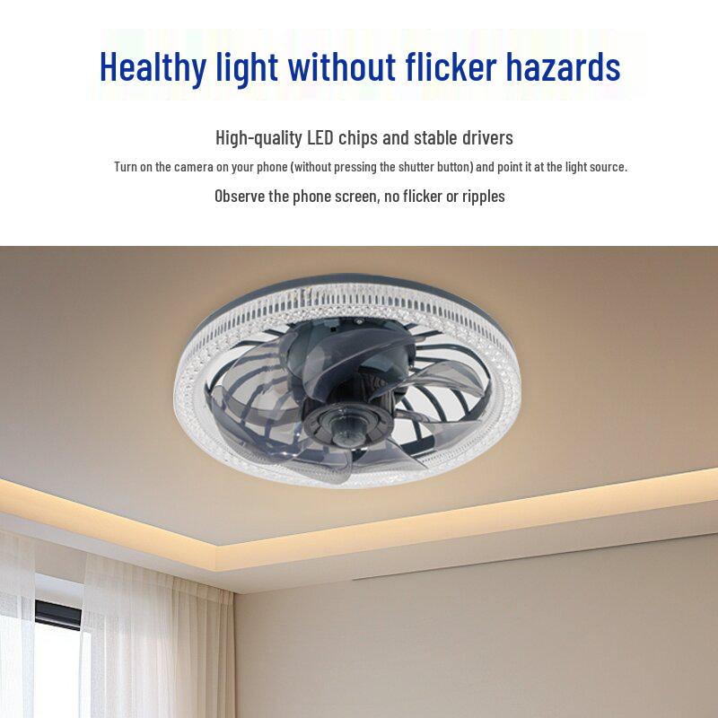 Smart Remote Control Ceiling Fan Light: Silent, Dimmable, E27 Screw, Integrated for Bedroom Lighting.
