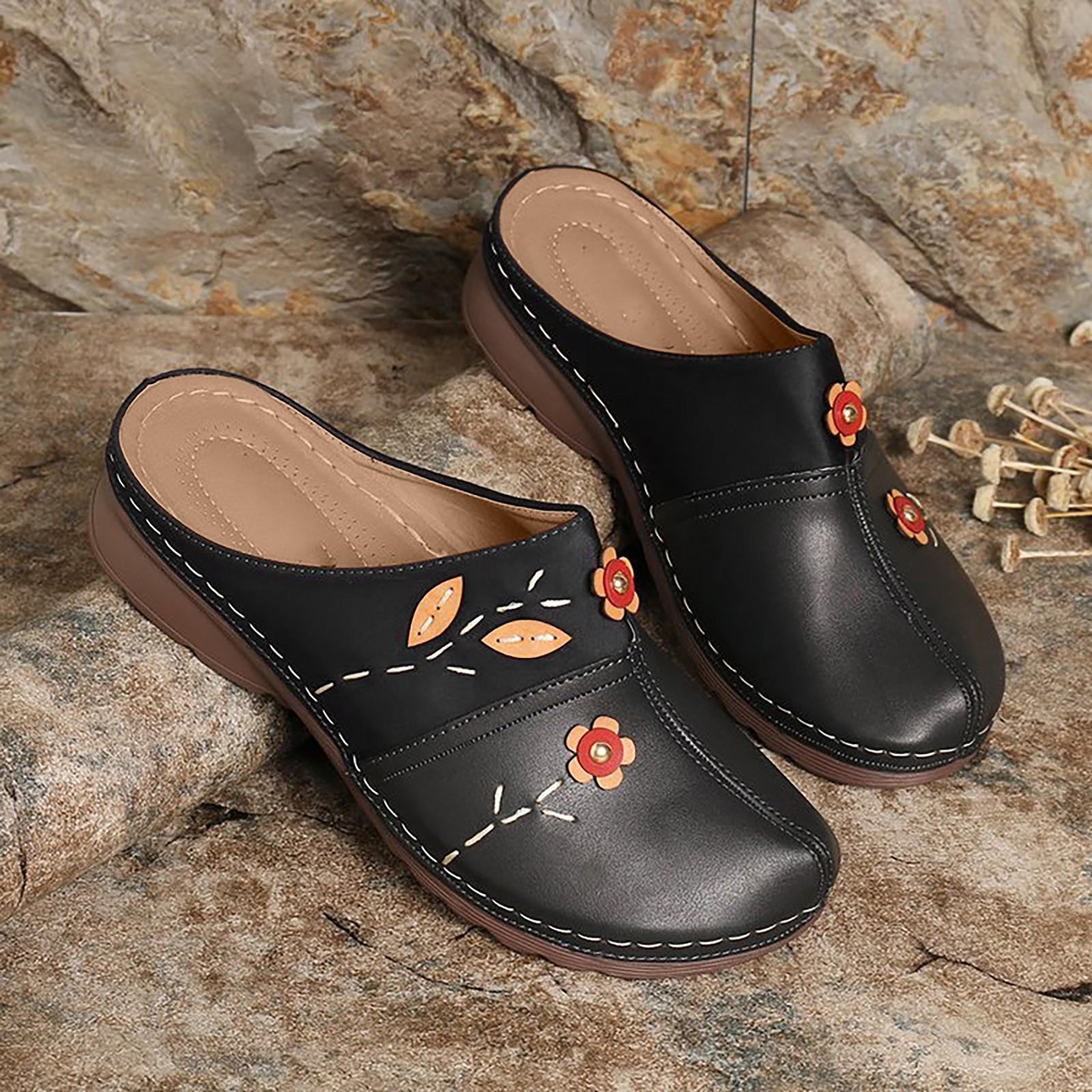 

Женские сабо Gracosy, кожаные лоферы, слипоны, пляжные сандалии с противоскользящим покрытием 43 чёрный