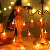 LED Hollow Flat Pumpkin String Lights Powered By Batteries, Suitable for Home Horror Themed Parties, Gardens, Courtyards, Halloween Decorations