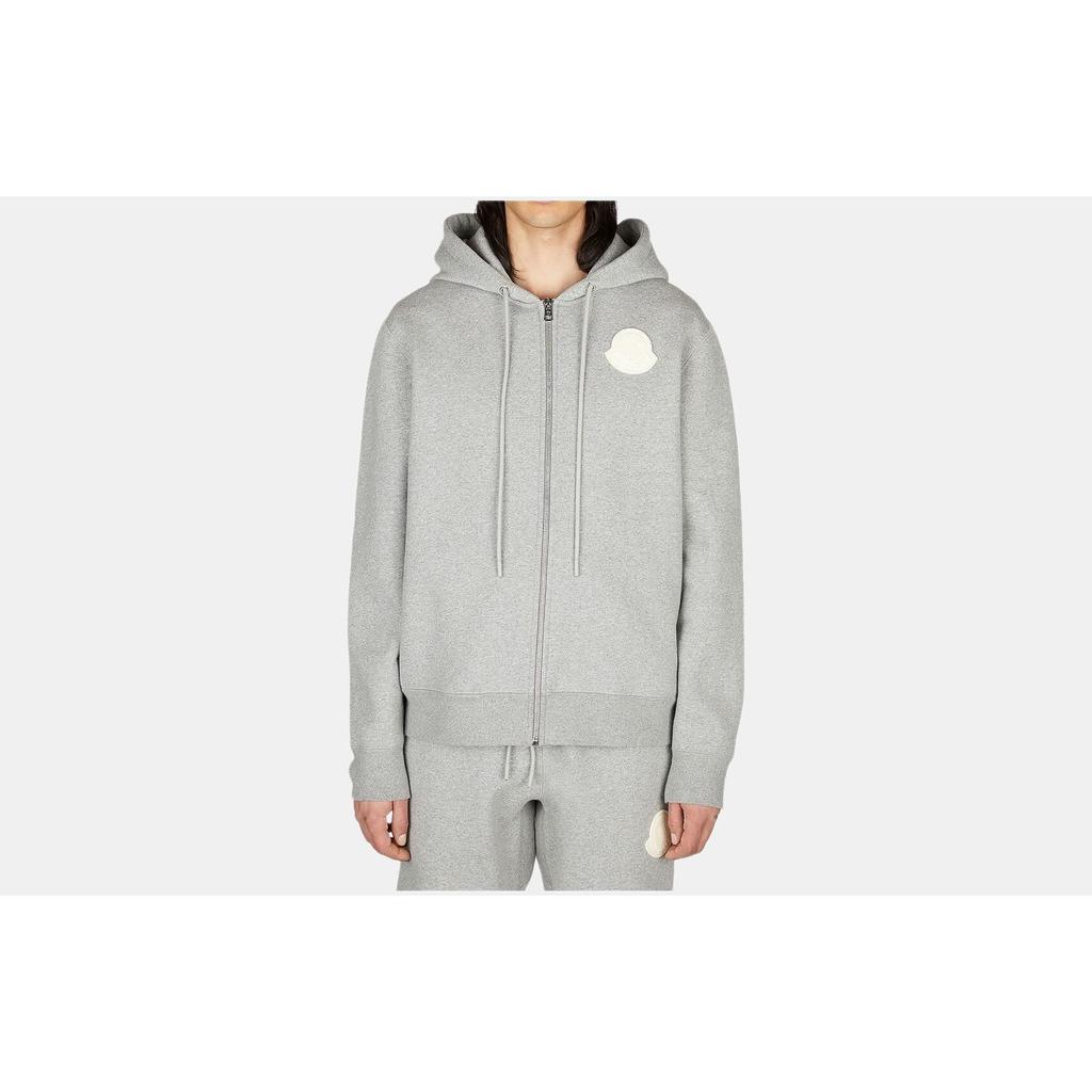 Moncler Fw23 Logo Zip Hoodie Men hoodies Gray 8G00081809KX984