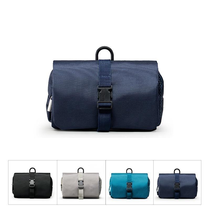 Large Capacity Japanese Folding Toiletry Bag with Hook for Travel Toiletries Cosmetic Organizer Snap Shut Design
