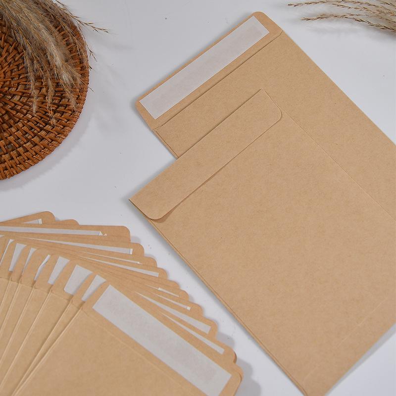 Self-Adhesive Double-Sided Kraft Paper Document Envelope with Thickened Yellow Chinese Style Design.