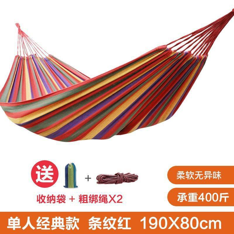 Heavy Duty Hammock Outdoor Indoor Use Single Double Person Anti-Tip Thick Canvas Cotton Sleep Swing Chair