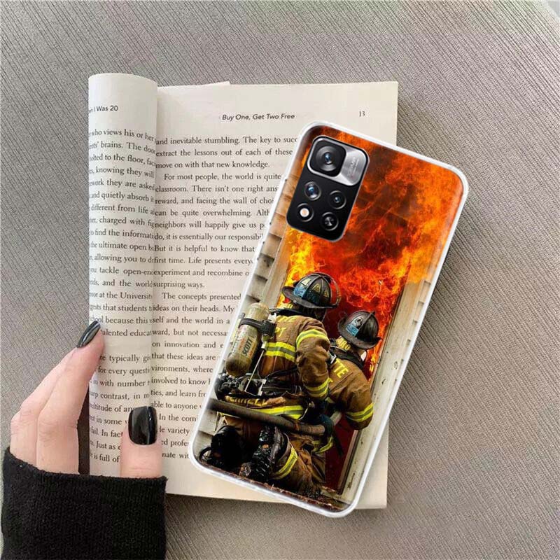 Firefighter Training Phone Case For Redmi Note 13 12 Pro Plus 14 15 Pro 5G 11 11T 11E 11S 10 Pro 10S 9 9S Cover Cell Clear TPU C