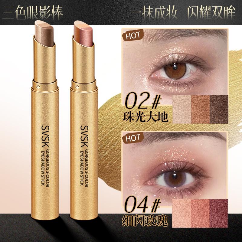 Three Color Eyeshadow Stick Matte Shimmer Glitter Eye Shadow Pen