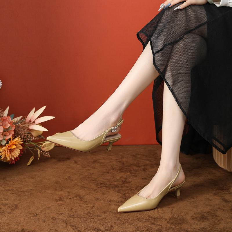 2025 New Women Slingback Block Heel Sandals 5cm Green Solid Color Court Shoes Summer Outdoor Dressy Outfit