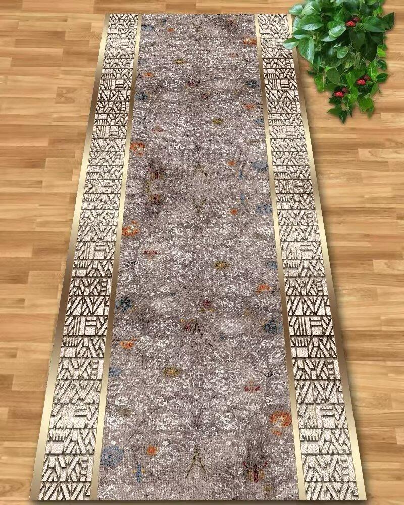 European Luxury Long Corridor Carpet Luxurious Golden Stair Carpet Runner Washable Non-slip Villa Hall Passageway Carpets Custom