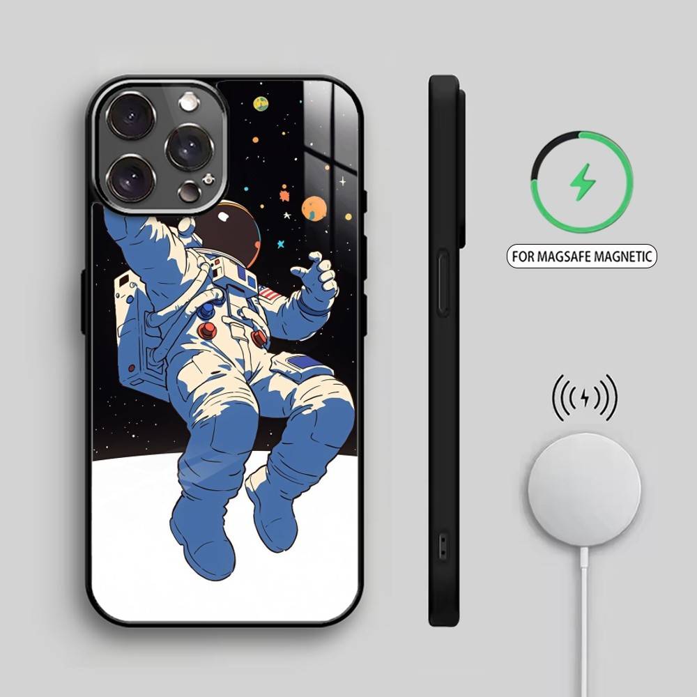 A-Astronaut in Space Phone Case For iPhone17,16,15,14,13,12,11 Plus,Pro Max Magnetic For Magsafe Wireless Charging