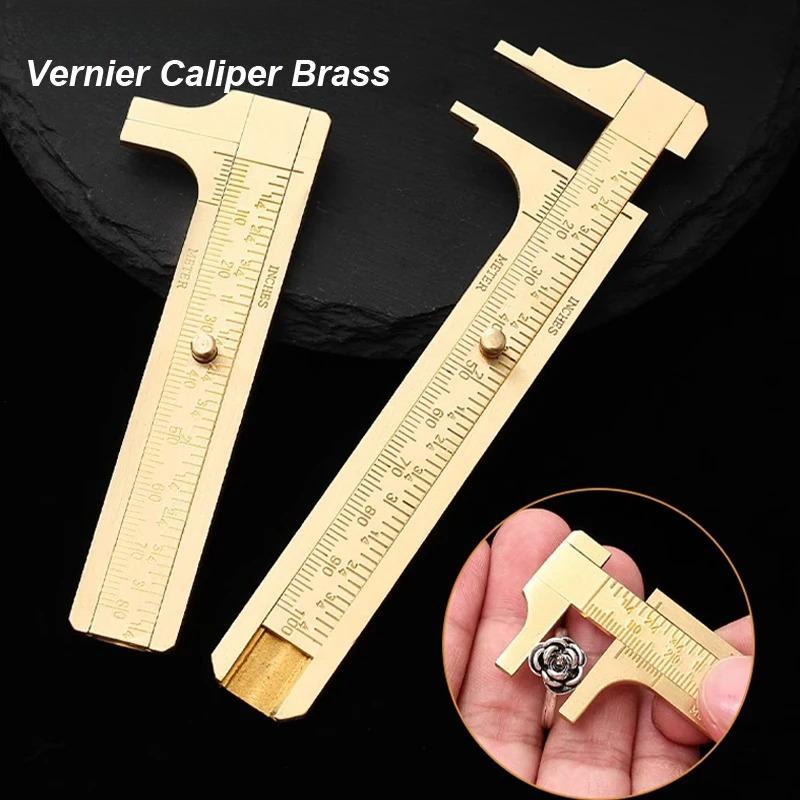 1pcs 80mm Brass Vernier Caliper Mini Precision Measuring Tool with Metric Imperial Scale Pocket Size Slide Gauge for DIY