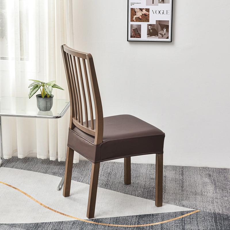 Elastic Square Chair Cover Waterproof PU Leather Home Dining Chair Seat Cover Decor Dust Slipcover Stool Cushion Removable