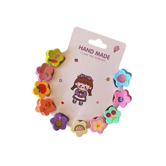 

10Pcs Girl Hairpins Colorful Printed Flower Design Lightweight Soft Non-Damaging Hair Clips Bangs Fixer Hair Pins Hair B