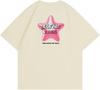Aelfric Eden Women Oversized Letter Graphic Tees Pink Star Print Tee Graphic Crew Neck Cotton Short Sleeve Y2k Tops