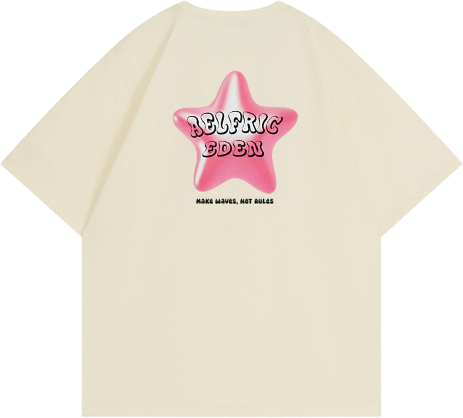 Aelfric Eden Women Oversized Letter Graphic Tees Pink Star Print Tee Graphic Crew Neck Cotton Short Sleeve Y2k Tops S разноцветный