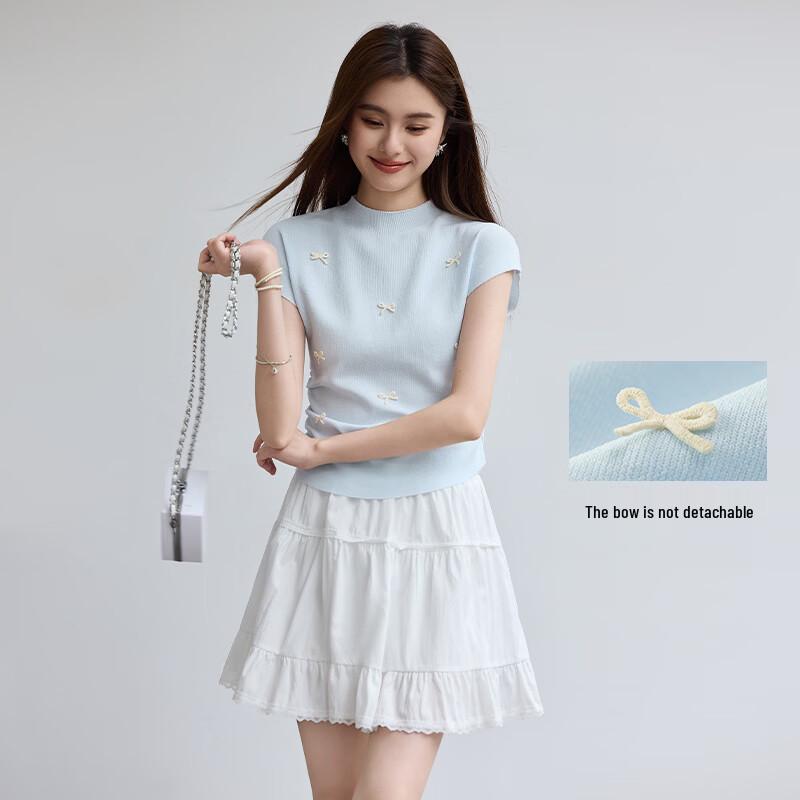 VICTORIA&VERA Ballet Style Bowknot Knit Top