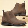 Herren Chelsea Boots Lässige Lederstiefel Retro Stiefeletten für Herren Stickerei Western Cowboy Stiefel