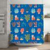 Colorful Coral Reef Shower Curtain Waterproof Bath Mat Bathroom Decor Home Supplies 245X180cm (Blue)